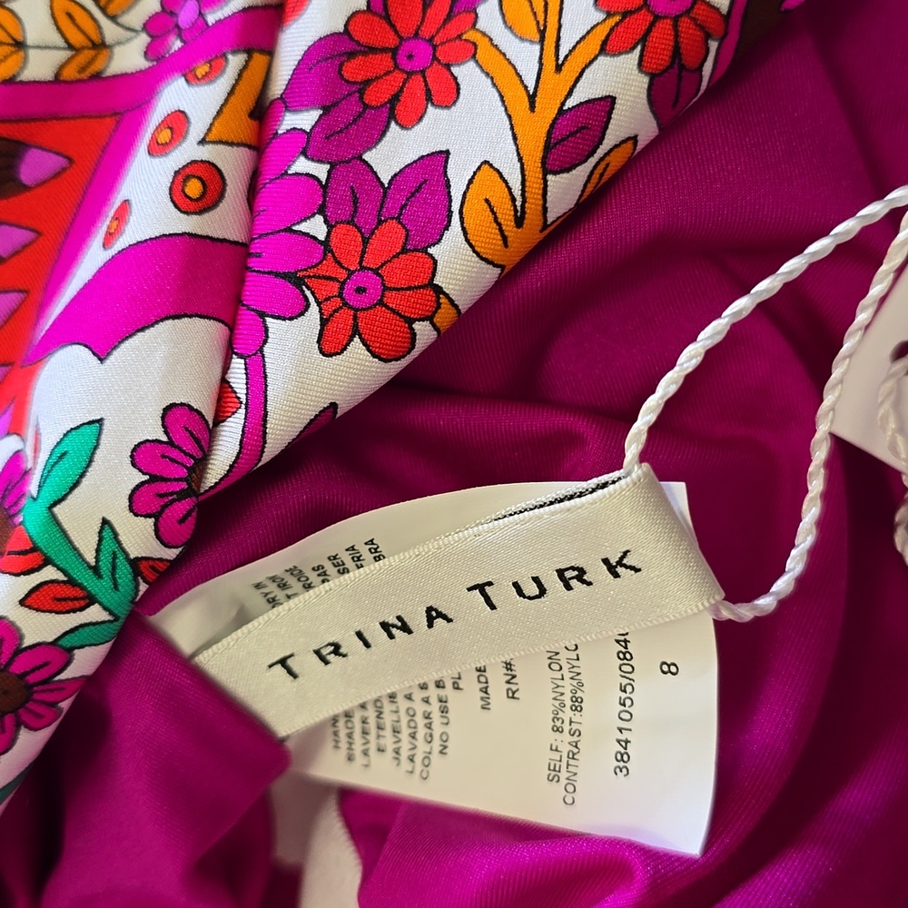 Trina Turk Colorful Off-Shoulder Swimsuit Sz 8 Nwt - Picture 6 of 6